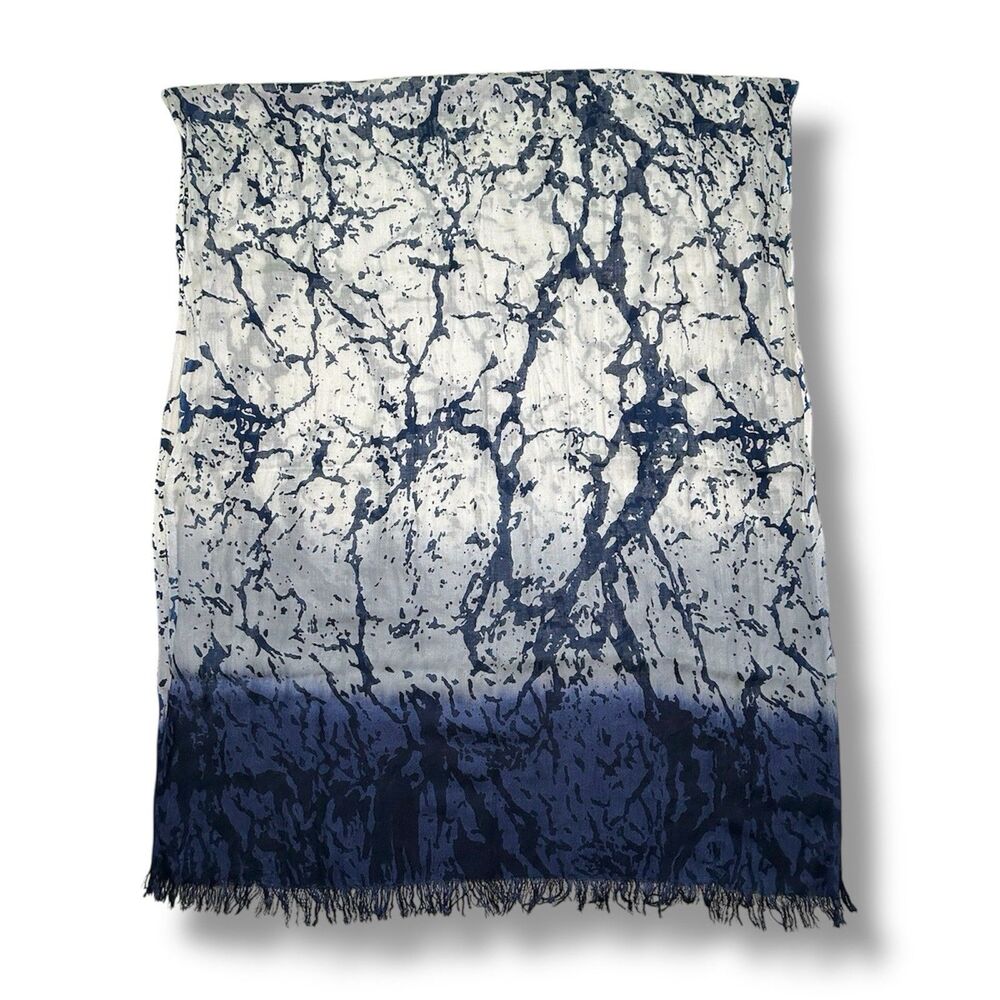 Blue & White Rectangular Scarf 70” X 29”